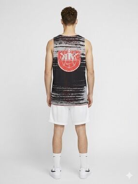 Nike Black & Red Graphic Reversible Basketball Reversible Tank
